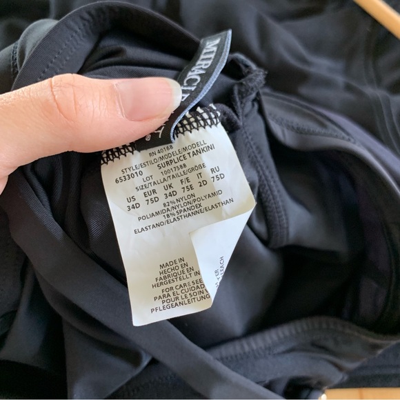 Miraclesuit Surplice Tankini Swim Top Swimsuit Underwire Black Bra Size 34 D - Picture 6 of 7